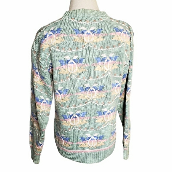 Vtg Izod Hand Knit Sweater Pastel Cottagecore Granny Core Soft Girl Easter Sprng - Picture 16 of 17